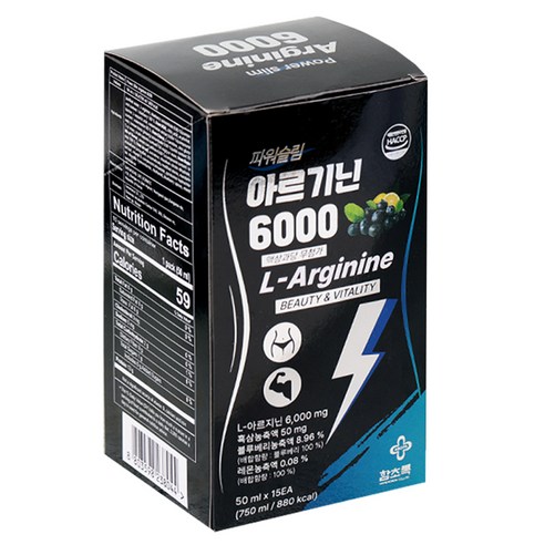 함초록 파워슬림 L 아르기닌 6000mg 오르니틴 타우린 블루베리맛 15p, 1개, 750ml