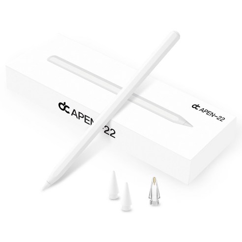 디큐브 무선충전 에이펜슬 2세대 아이패드 펜슬 Apen22 + 펜촉 흰색 2p + 투명 세트, 화이트(펜슬), 1세트