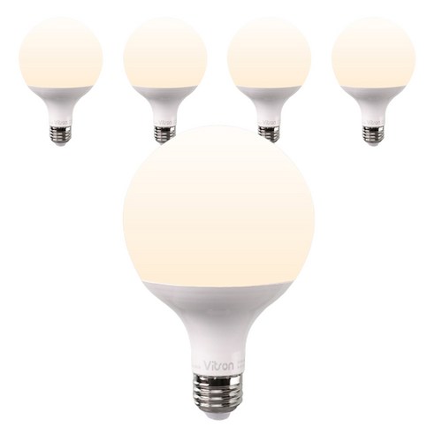 비츠온 원하 볼구 G95 LED 전구 12W 화이트 롱타입, 5개, 주백색