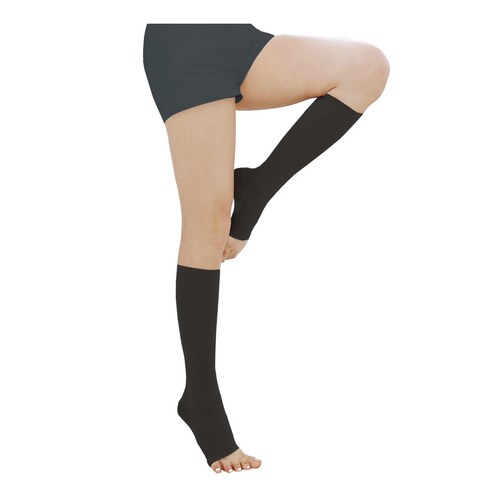 원더워크 무릎형 의료 압박스타킹 발가락트임 블랙, 1개, 무릎형/발트임