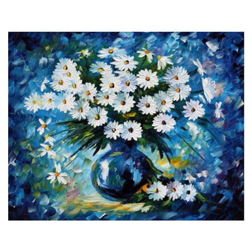 알로데 수채화 그림 플라워 벽 장식 DIY 보석 십자수 세트 라운드 40 x 50 cm, NO07, 1개