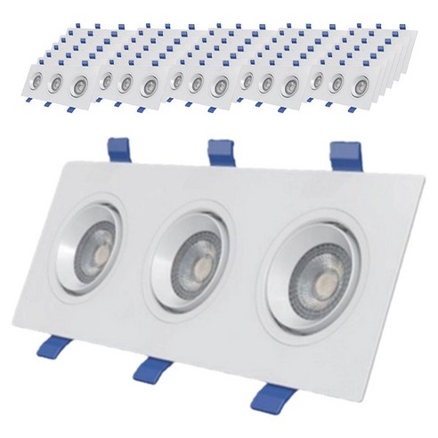 시그마 LED 각도조절 확산형 다운라이트 사각 3구 15W 삼성칩, 화이트(주백색), 40개