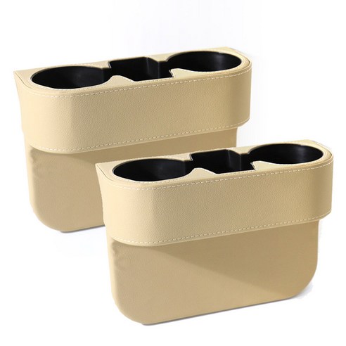 벤오토 차량용 틈새가죽 컵홀더, 베이지, 2개