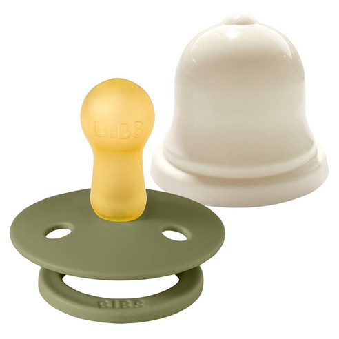 BIBS 컬러 고무 쪽쪽이 2단계 + 실리벨 케이스 세트, 2단계(6~18개월), 올리브, 1세트