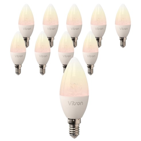 비츠온 촛대구 LED 전구 5W E14 투명, 전구색, 10개
