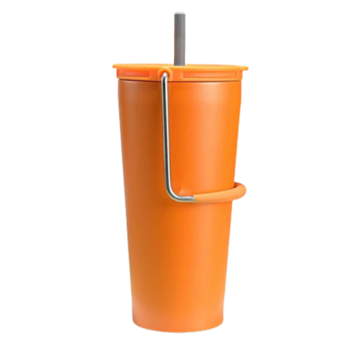 워터하마 스텐 손잡이 스트로 텀블러 600ml, 오렌지 레드, 1개