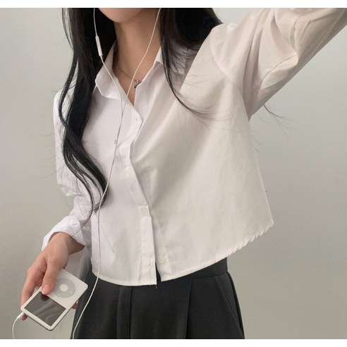 아이엠몽 여성용 파프카 베이직 크롭 셔츠