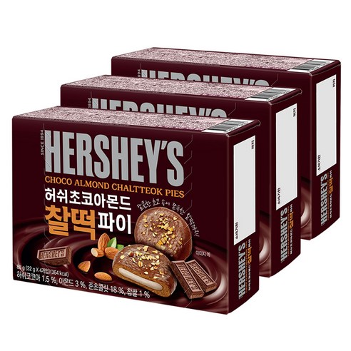허쉬 초코아몬드 찰떡 파이, 88g, 3개