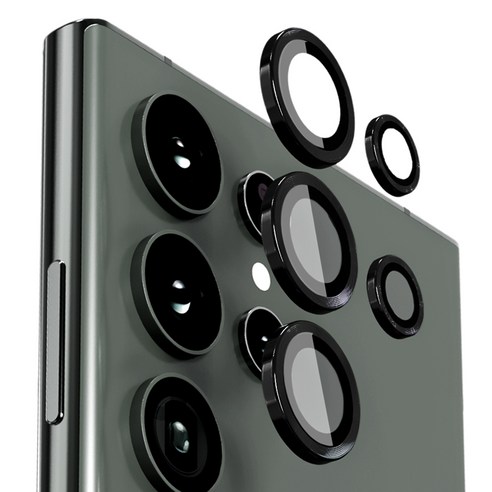 엑씨 빛번짐 방지 카메라 렌즈 강화유리 메탈 링 보호필름 세트 블랙, 1세트