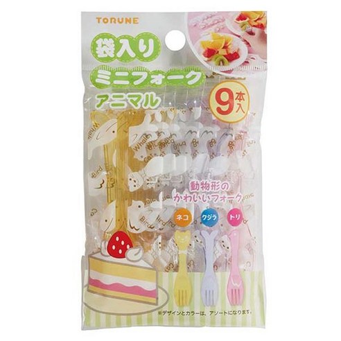 토루네 디저트 포크 3종 x 3p 세트, 새 + 고래 + 고양이, 1개