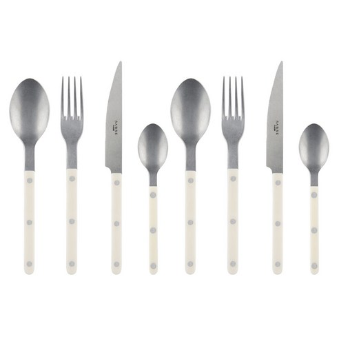 사브르 빈티지 커트러리 4종 세트, 아이보리, 디너 스푼 + 디너 포크 + 디너 나이프 + 티 스푼, 2세트