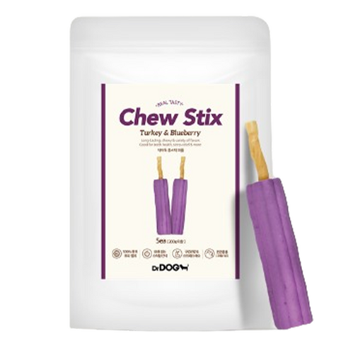 닥터독 강아지 츄스틱 간식 퍼플 5p, 칠면조/블루베리, 200g, 1개