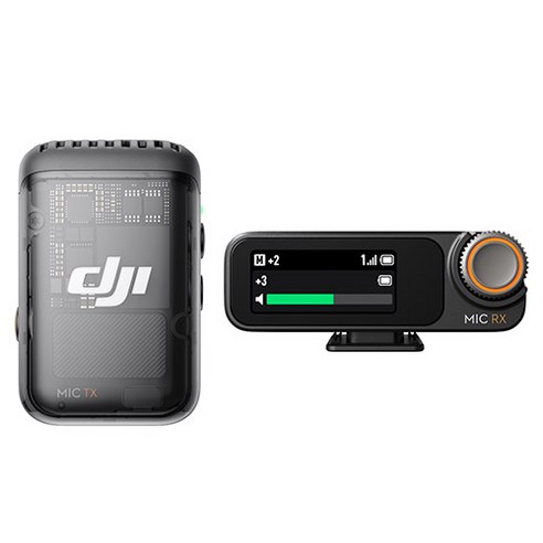 DJI 무선 Mic 2 마이크 송신기 1 TX + 수신기 1 RX 세트, DMT02(송신기)..., 섀도우 블랙