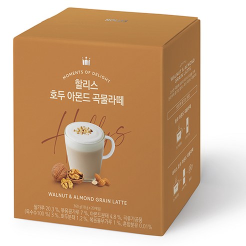 할리스 호두 아몬드 곡물라떼 20T, 1개, 20개입, 360g