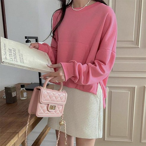 세이스타일 여성용 아뜰 포켓 맨투맨 핑크