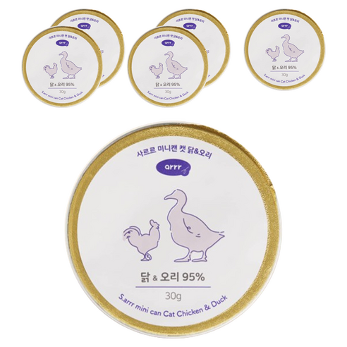 동원아르르 사르르 미니캔 캣 간식, 혼합맛(닭/오리), 30g, 6개