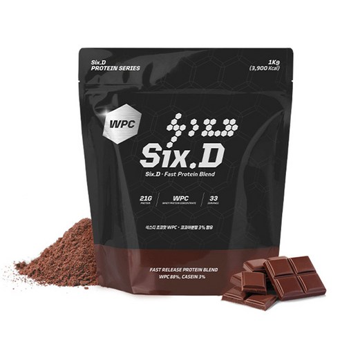 식스디 초코맛 WPC 단백질, 1개, 1kg