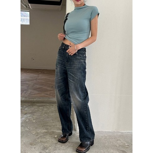 카일라 여성용 누디캣 보이핏 와이드 데님팬츠: 스타일리시한 편안함