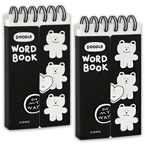 아이코닉 두들 단어장 수첩 81매, 02 Black, 2세트