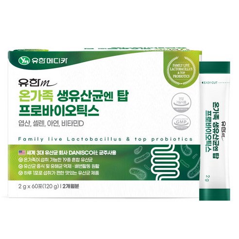 유한메디카 온가족 생유산균엔 탑 프로바이오틱스 60p, 120g, 1개