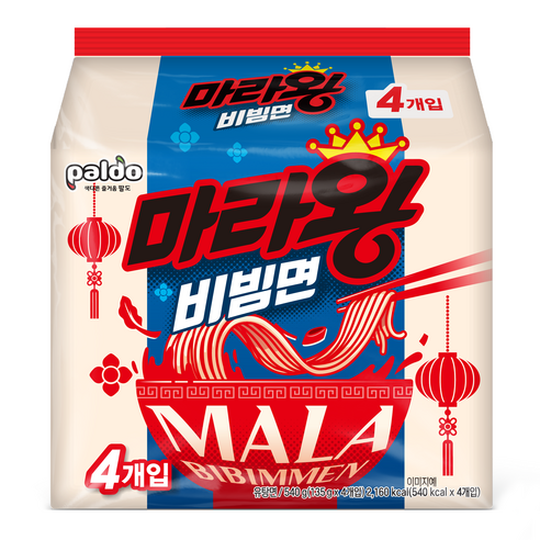 팔도 마라왕 비빔면 135g, 4개