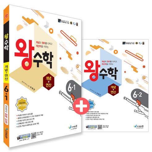 왕수학 개념 + 연산 6학년 1・2학기 전 2권 세트, 수학, 초등 6학년