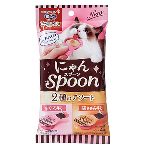 유니참긴노스푼 고양이 냥스푼 간식 2종 x 2p 세트 40g, 혼합맛(참치/ 닭가슴살), 1세트