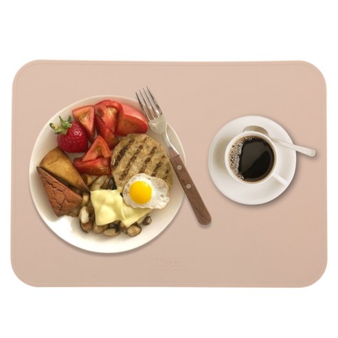 디아르 프리미엄 실리콘 스탠다드 라이트 식탁 매트, 핑크베이지, 1개, 40.2 x 28.8 cm