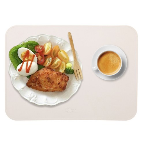 디아르 프리미엄 실리콘 스탠다드 라이트 식탁 매트, 오트밀, 1개, 40.2 x 28.8 cm