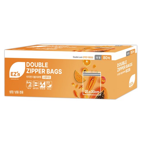 EZn이지엔 스탠다드 더블지퍼백, 대(L), 80개입, 1개