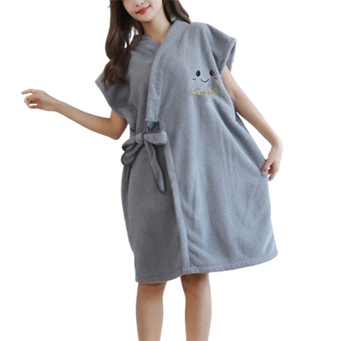 소니오 스트랩 스마일 잠옷 샤워 가운 ONE SIZE, 10 그레이 반팔, 1개