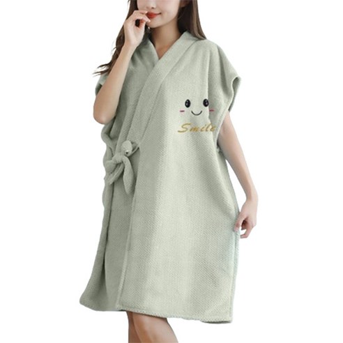 소니오 스트랩 스마일 잠옷 샤워 가운 ONE SIZE, 14 그린 반팔, 1개