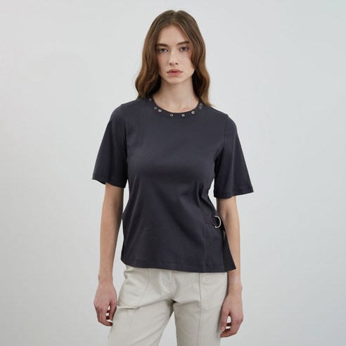 올리비아로렌 여성용 네크장식 포인트 티셔츠 VOCAS4M3211