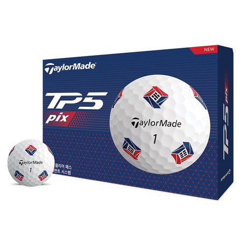 테일러메이드 2024 5피스 골프볼 TP5 PIX, 화이트, 12개입, 1개