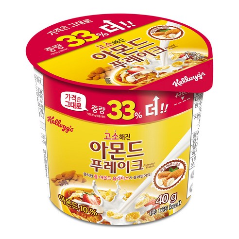 켈로그 아몬드 푸레이크 컵 시리얼, 40g, 1개