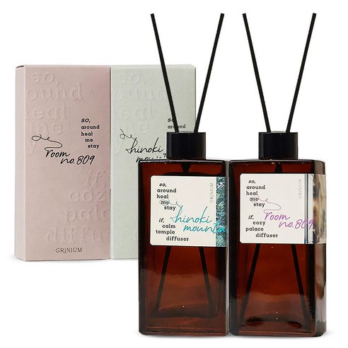 그리니움 힐 디퓨저, 룸넘버 809, 히노키 마운틴, 150ml, 2개