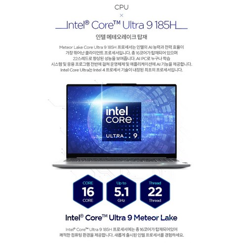 레노버 2024 아이디어패드 프로 5i 16IMH 코어Ultra9 지포스 RTX 4050, Arctic Grey, 1TB, 32GB, Free DOS, 83D4002GKR