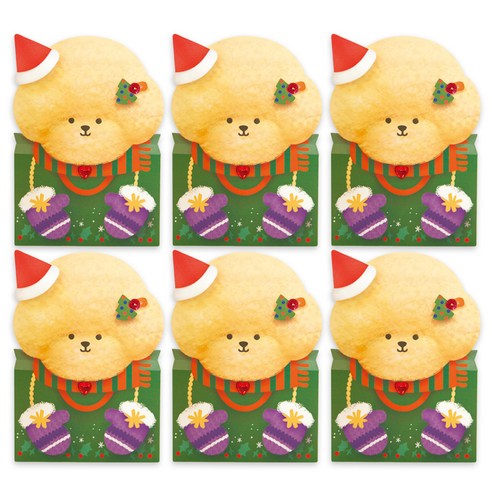 프롬앤투 선물 비숑 크리스마스 카드 FS734102, 혼합색상, 6개