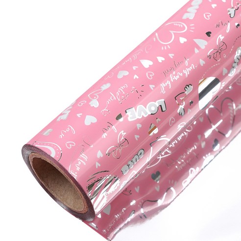 코코플러스 심쿵하트 롤 포장지 26.5cm x 17m, 핑크, 1개