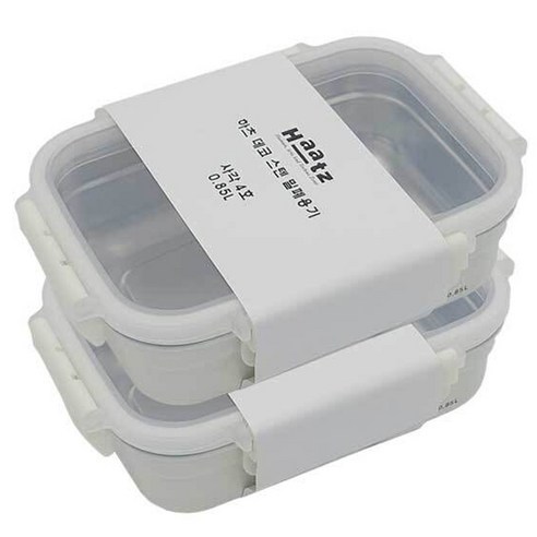 Haatz 데코 스텐 밀폐용기 0.85L, 2개, 단품