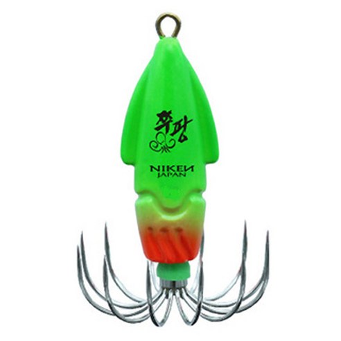 니켄 씨타임 쭈팡 에자 두족류 쭈꾸미 갑오징어 문어 18호, 야광 그린 + 오렌지, 70g, 1개