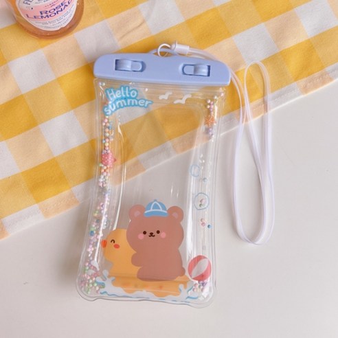 소니오 큐티 프렌즈 터치 휴대폰 방수팩 21 x 10.5 cm, 05 썸머 베어, 1개