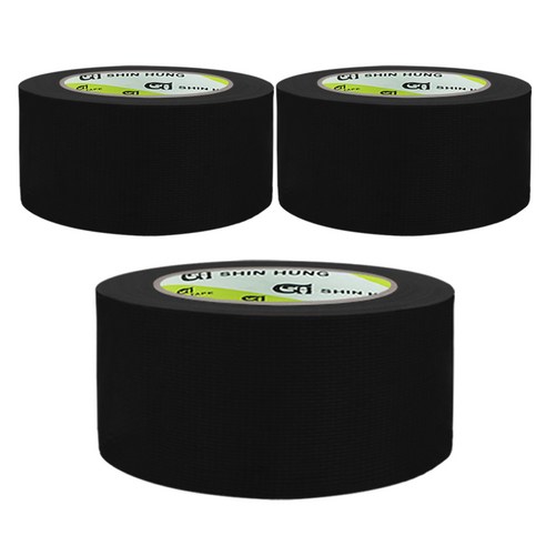 신흥테이프 면테이프 대용량 48mm x 25m 검정, 3개