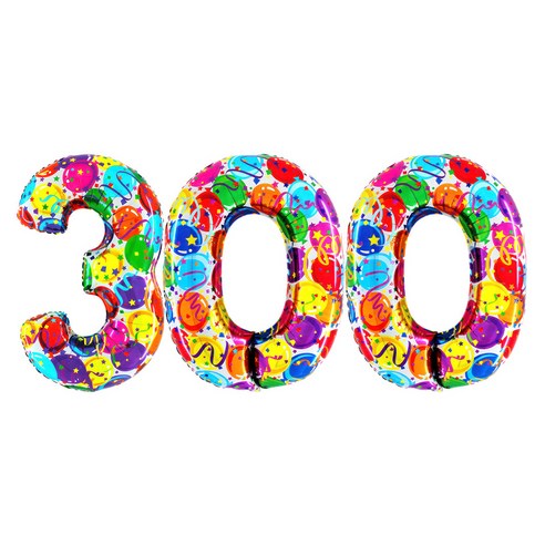 그라보벌룬 은박풍선 숫자 300, 벌룬프린트, 1개