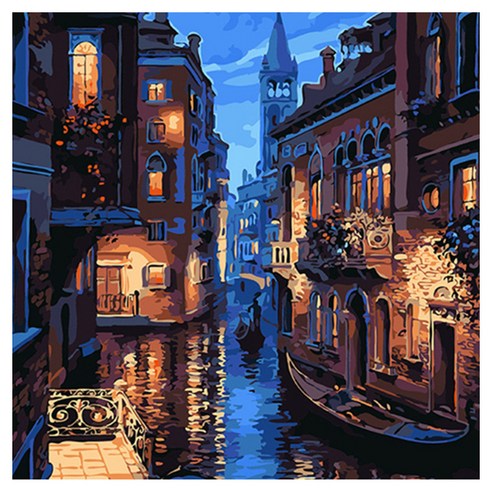 알로데 밤 풍경 야경 그림 벽 장식 DIY 보석십자수 키트 30 x 30 cm, NO 13, 1세트