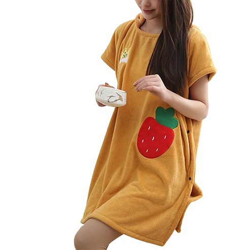 데이소이 상큼 후르츠 샤워 가운 90 x 180 cm, 딸기 옐로우, 1개