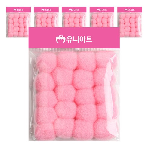 유니아트 1000 퐁퐁 30mm, 분홍, 6개