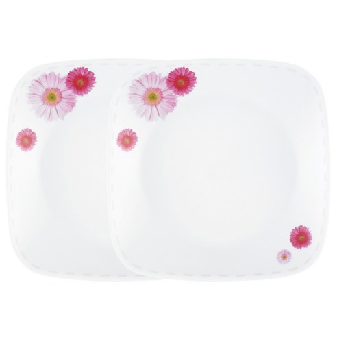 봄의 숨결을 담은, 우아한 ****** 핑크데이지 사각접시