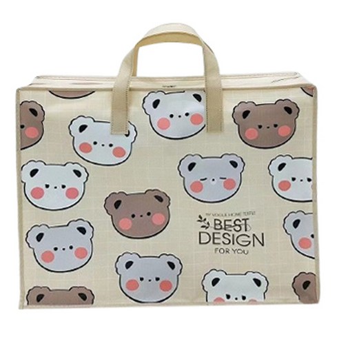 마켓감성 부직포 핸드백 지퍼 백, 곰, 3개