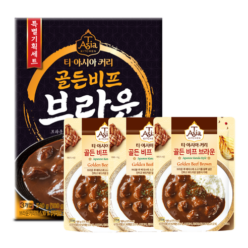 티아시아키친 골든 비프 브라운 커리 3p, 540g, 1개